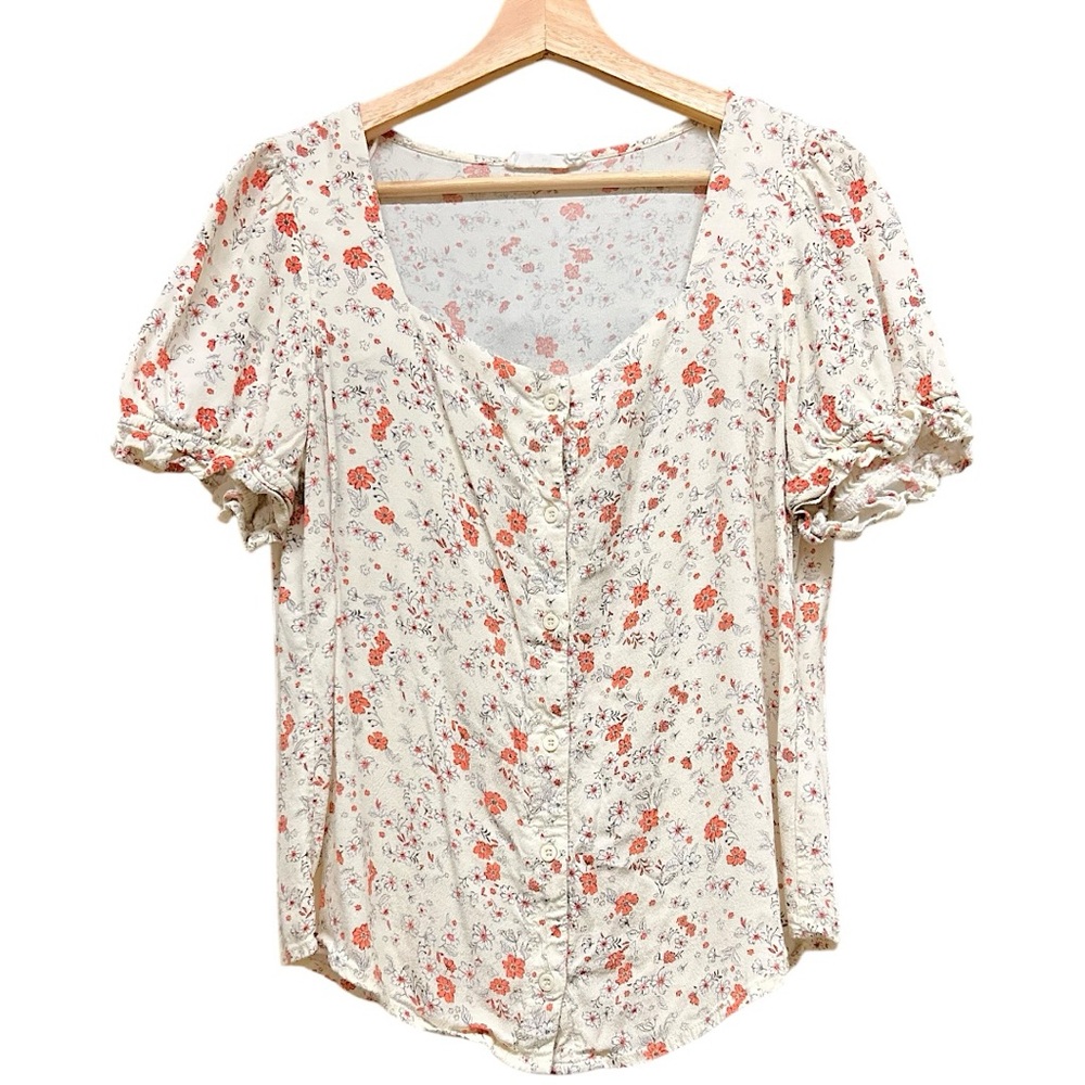 Elodie Floral Blouse - Cream and Red